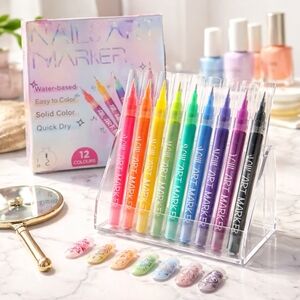 Nail Art Marker Set - 12 Vibrant Colors